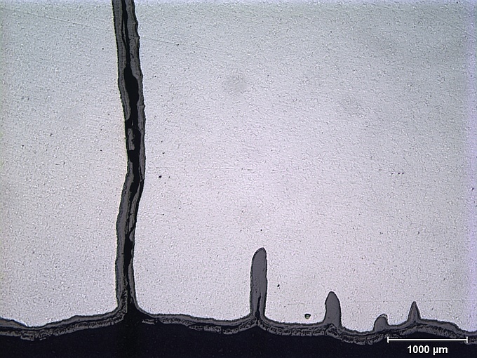 Profile of cracks from the interior surface